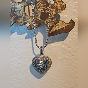 Brighton Crystal Voyage Blue Tones Lobster Claw Heart Necklace